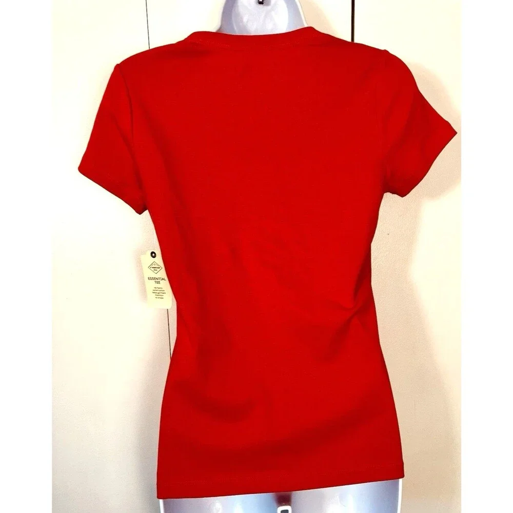 NWT St Johns Bay V-Neck Tee Shirt Short Sleeve Vibrant Orange Size XS - Picture 6 of 6